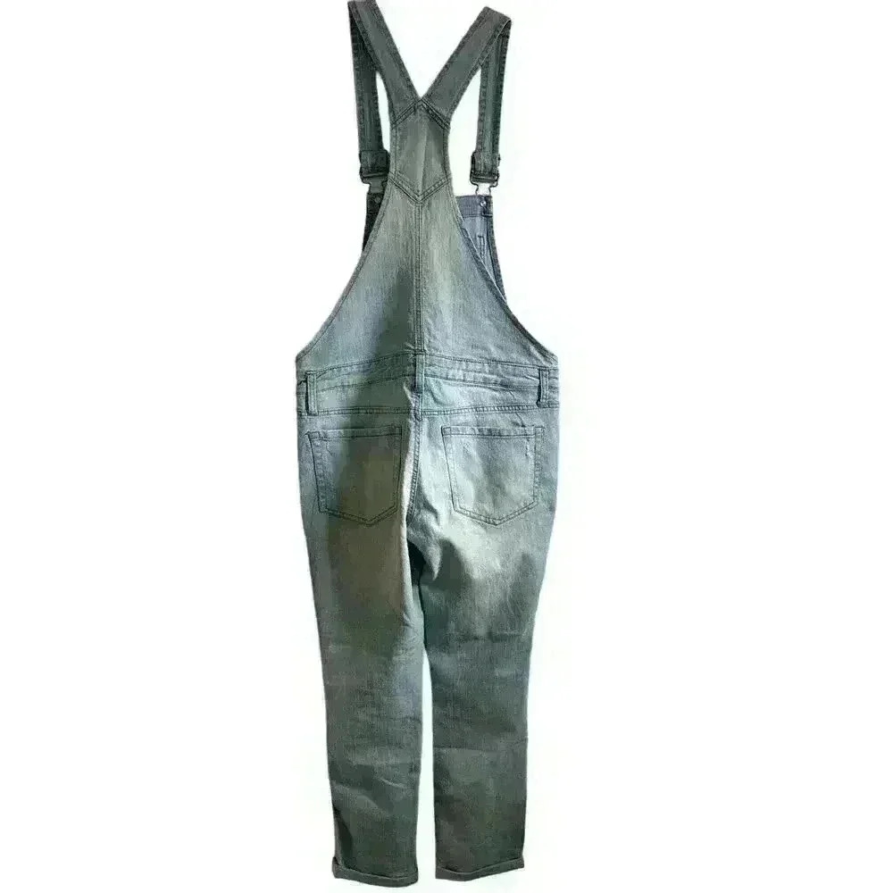 LEI LIGHT WASH DISTRESSED BIB OVERALLS SIZE M - Picture 13 of 13